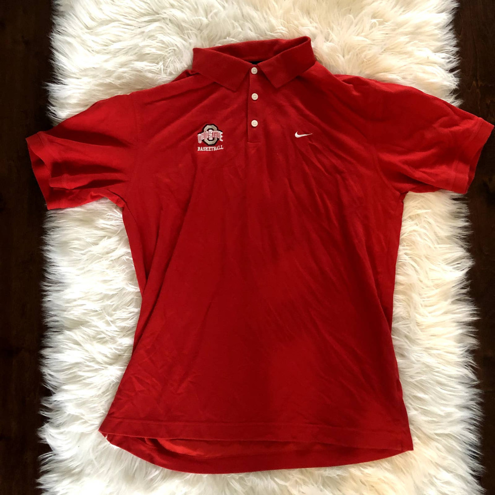 nike dryfit red ohio state basketball polo size extra large XL